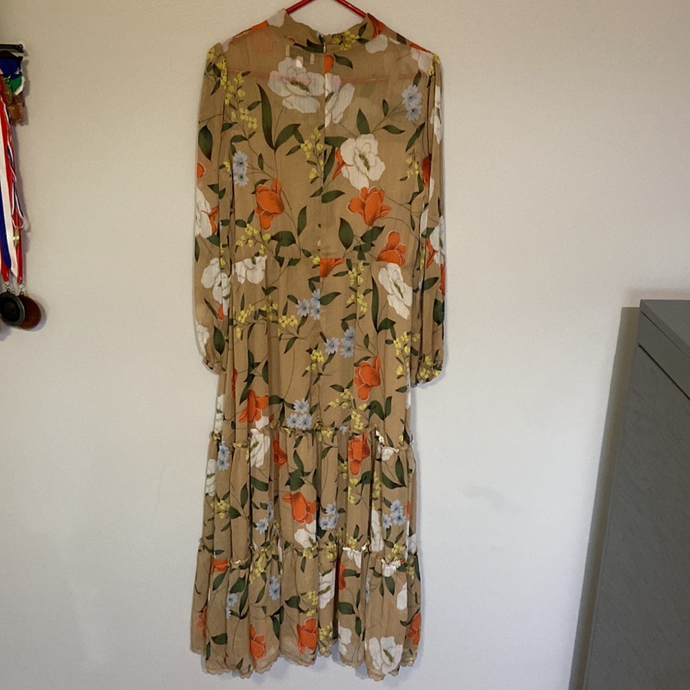 Lost + Wander Size M Floral Beige Orange, yellow, Long Maxi dress So Pretty! - Picture 3 of 12